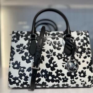 Michael Kors Black and White Floral Women's Bag